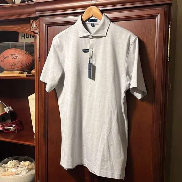 Brand New Peter Millar Crown Crafted Tailored Fit Gray Golf Polo Classic Design! - Picture 7 of 12